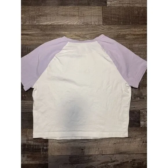 Divided H&M Purple Raglan Baby Tee Croptop Size Large - Picture 2 of 4